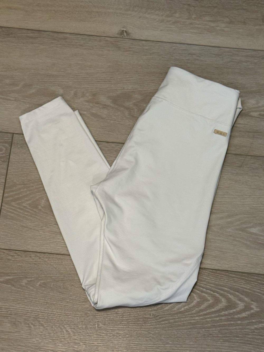 Alala White Activewear Leggings with Gold Logo